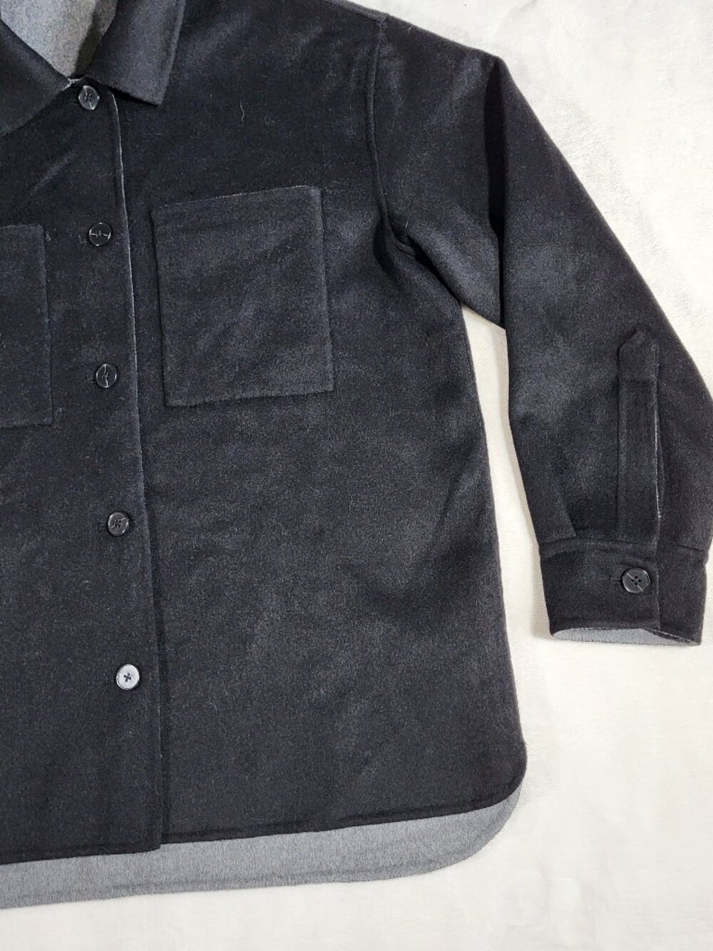 Banana Republic Reversible Double-Faced Shirt Jacket - BLACK/Heather - M #749594 - Picture 4 of 14